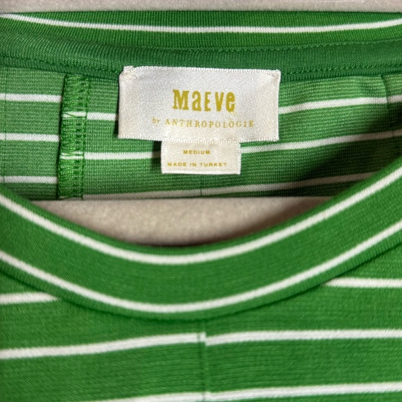 Maeve Green Striped Peplum Short Sleeve Top - Picture 6 of 9